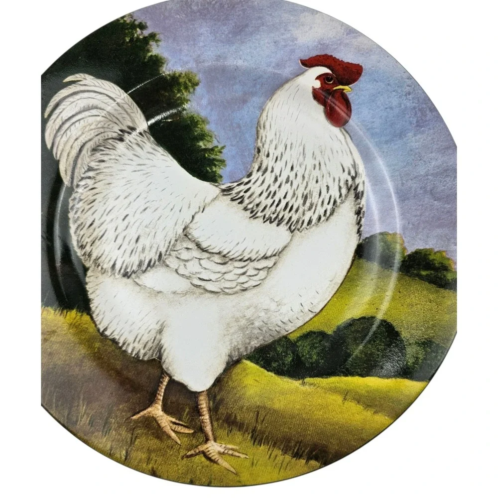 David Carter Brown‎ Collection Rooster Plates Set of 4 Farmhouse Country Decor